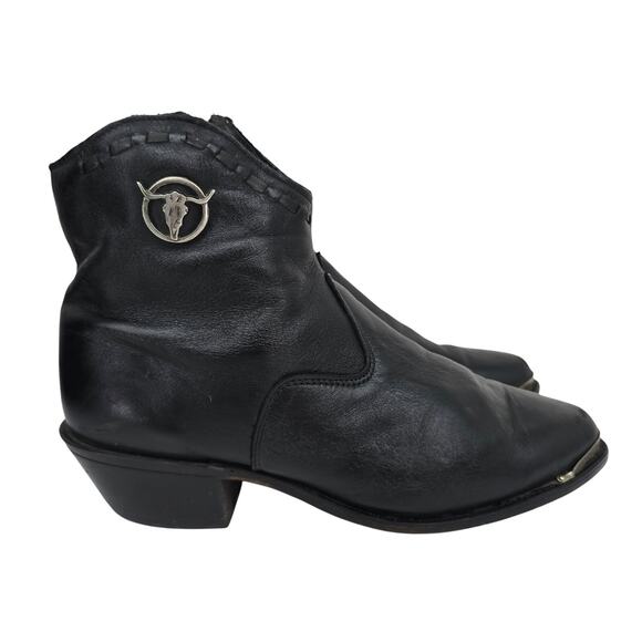 Vintage Laredo Women's Western Ankle Boots Leather Black Wide 10 - Picture 1 of 9